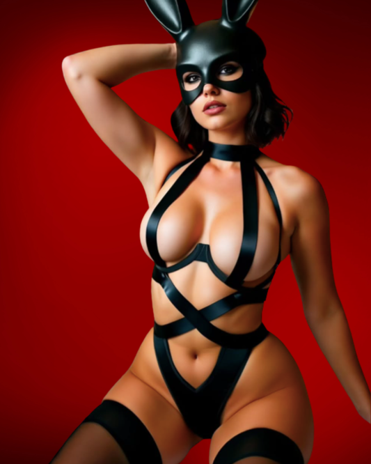 Raven obsidian – Strap Halter Hollow Out Bodysuit