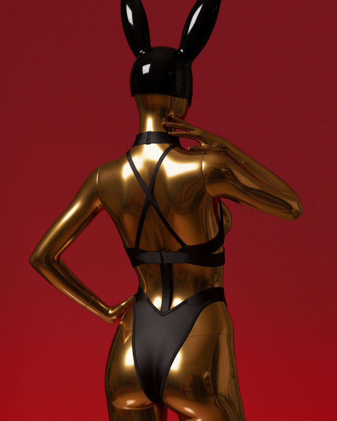 Obsidian Halo – Strap Halter Hollow Out Bodysuit