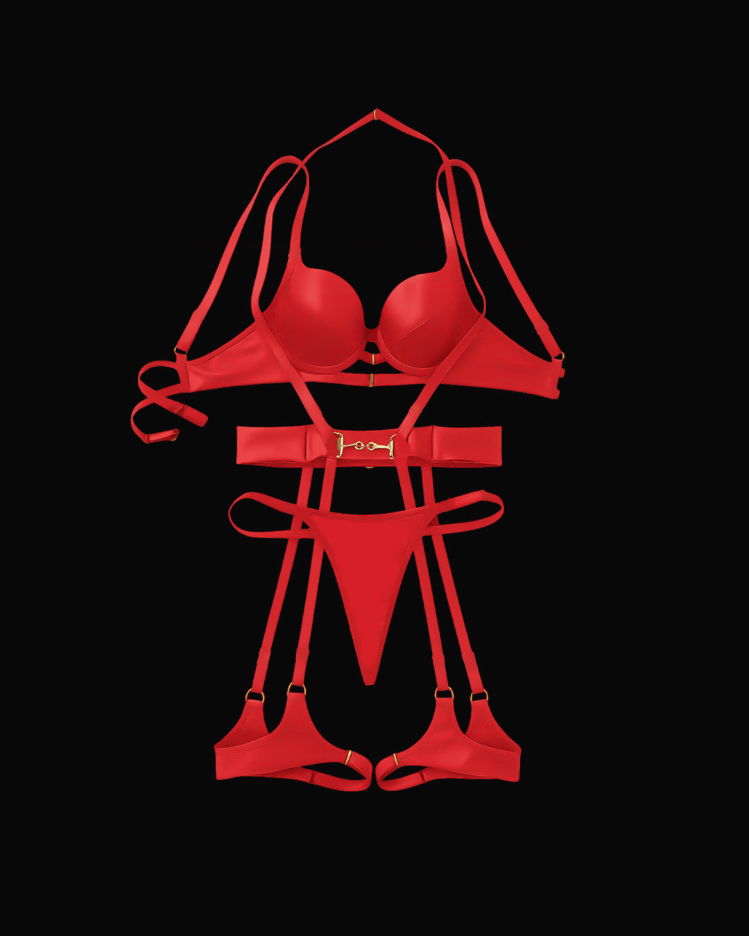 Rogue Desire – Leather Lingerie Set (Red)