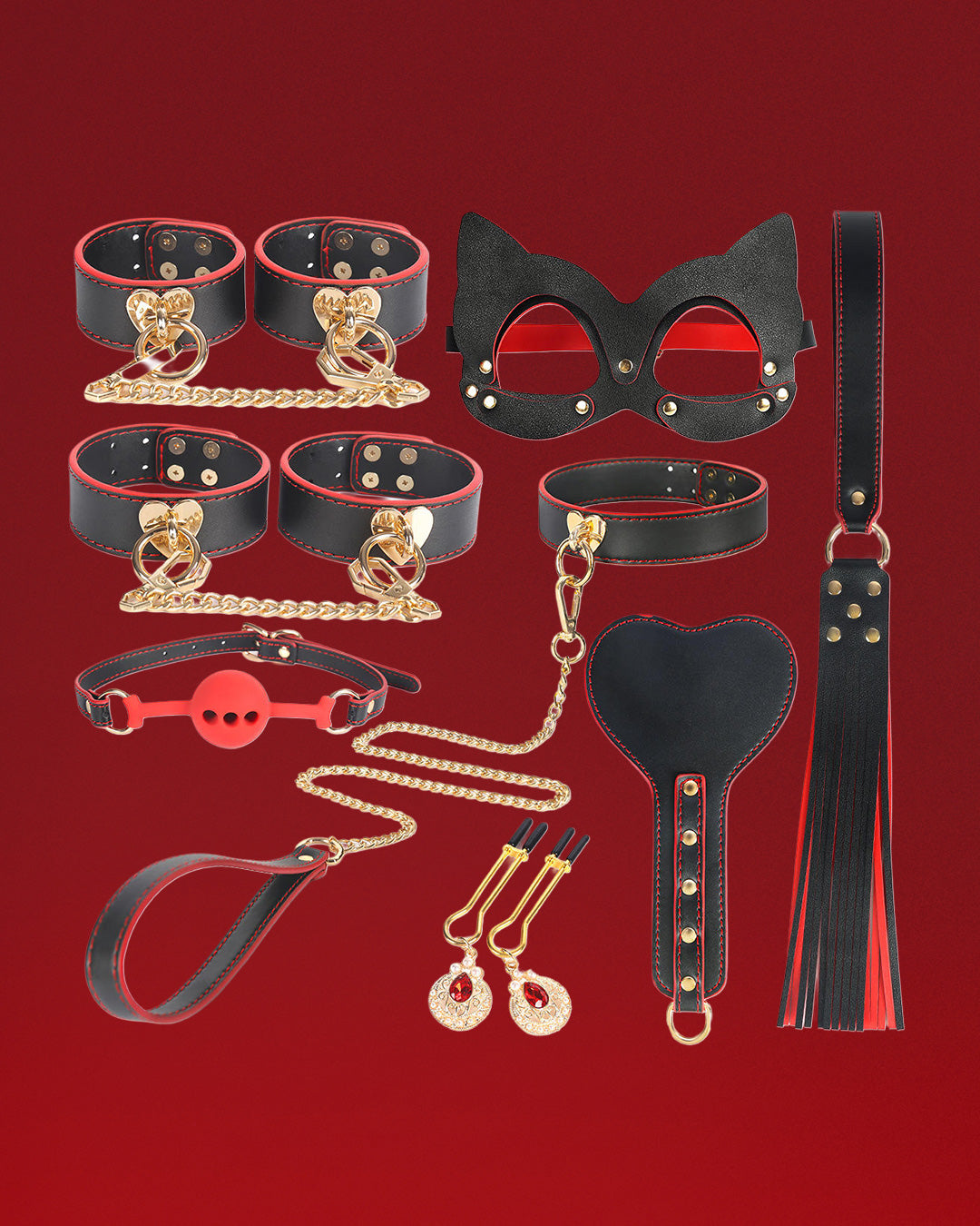 Luxury 8-Piece Genuine Leather Bondage Kit – Couples Restraint Set