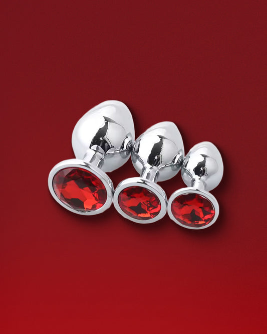 Luxury Stainless Steel Crystal Plug Set – 3 Piece