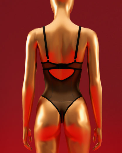 Black Ember – Transparent Lace Teddy Bodysuit