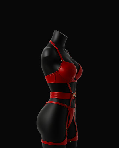 Rogue Desire – Leather Lingerie Set (Red)