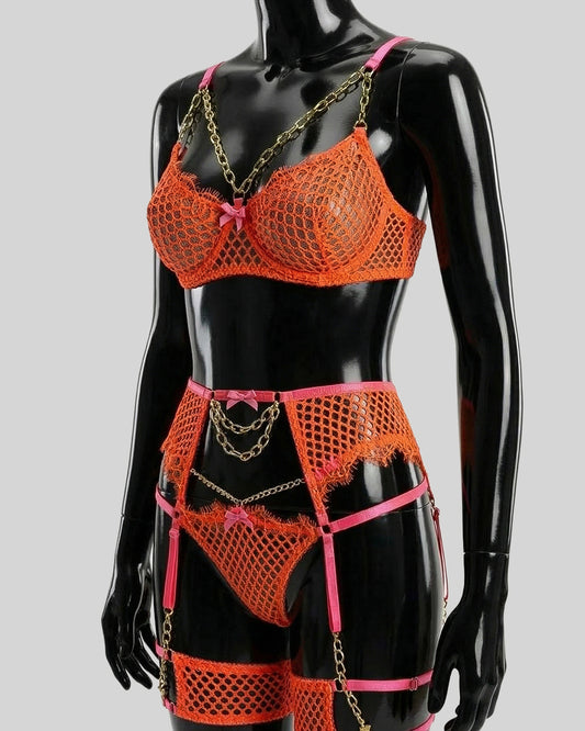 Sunset Siren – Fishnet Chain Lingerie Set
