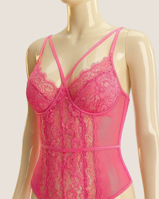Rose Reverie – Eyelash Lace Teddy Bodysuit