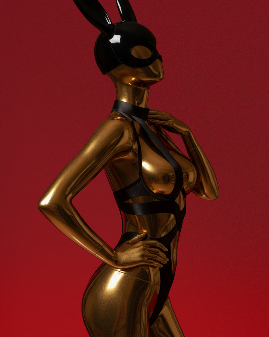 Obsidian Halo – Strap Halter Hollow Out Bodysuit