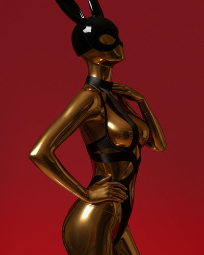 Obsidian Halo – Strap Halter Hollow Out Bodysuit